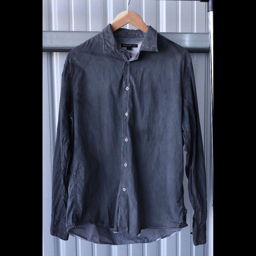John Varvatos men's cotton grey button down shirt size Large